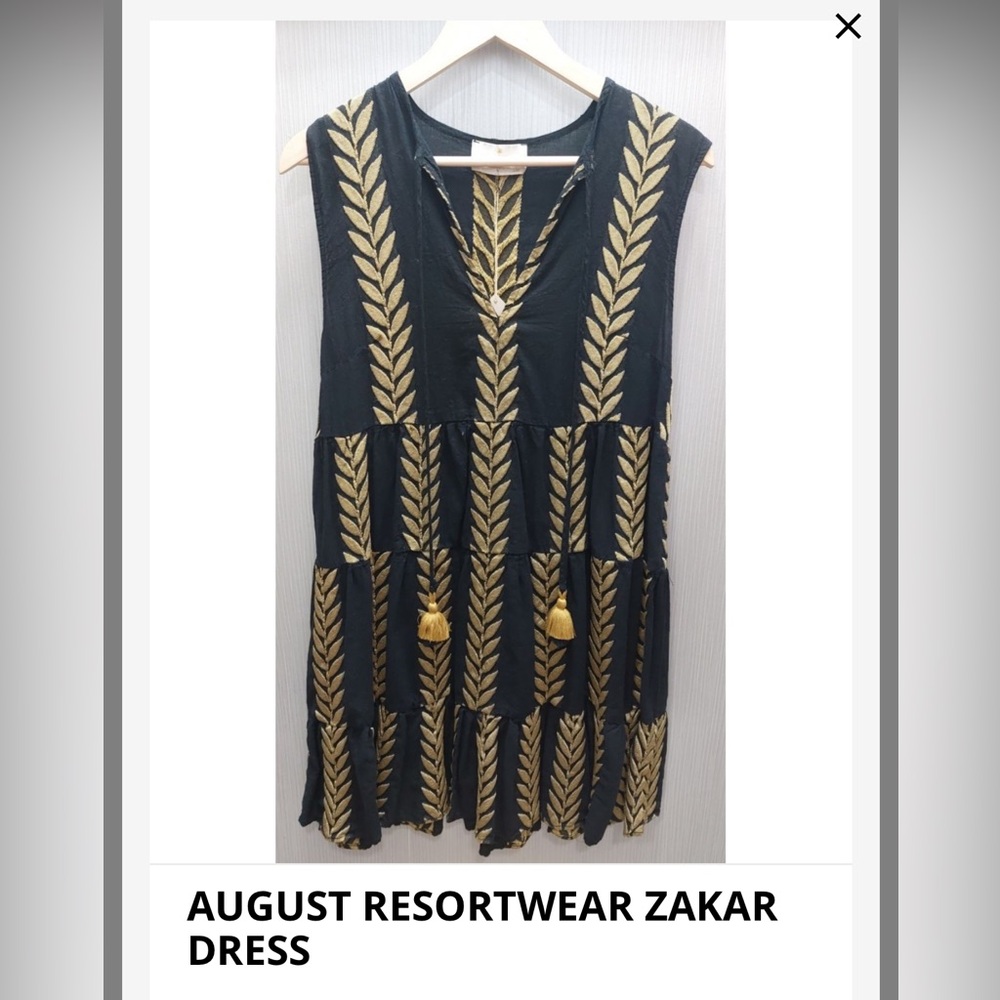 August Resort Wear Black and Gold Zakar Dress size S/M - Anthropologie